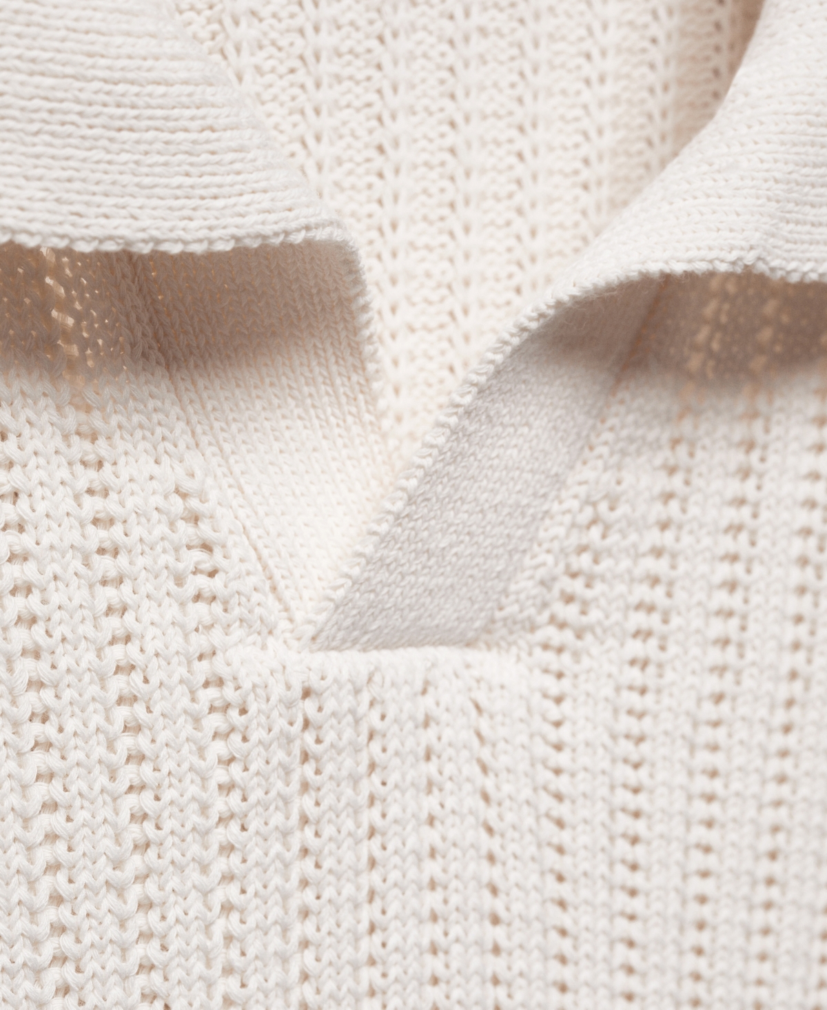 Shop Mango Men's Openwork Knit Cotton Polo In Off White
