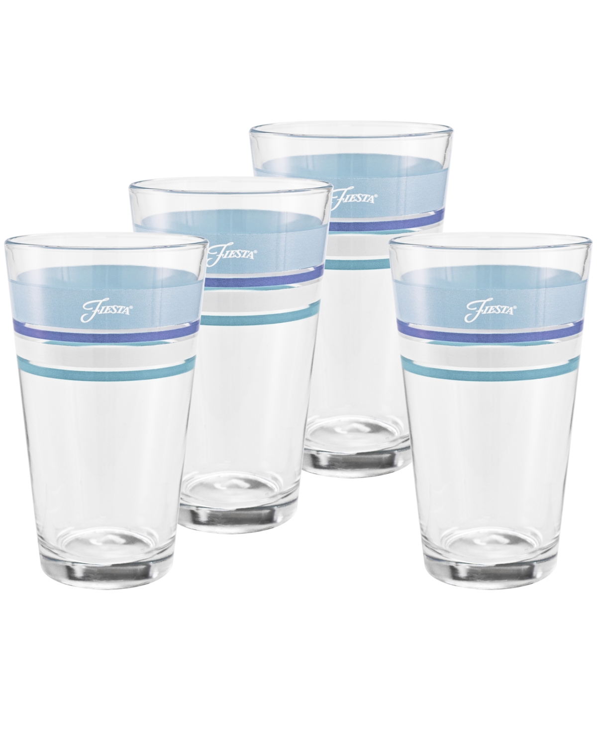 Shop Fiesta Coastal Blues Edgeline 16-ounce Tapered Cooler Glass Set Of 4 In Sky