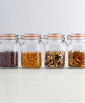 Set of 3 Square Clip Top Jars