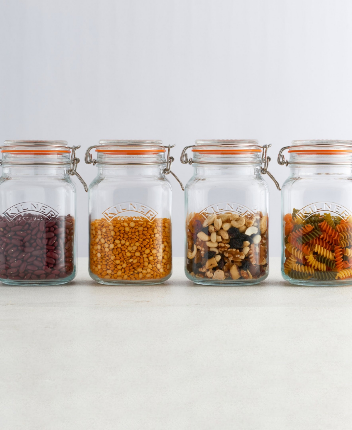 Kilner Set Of 3 Square Clip Top Jars In Clear