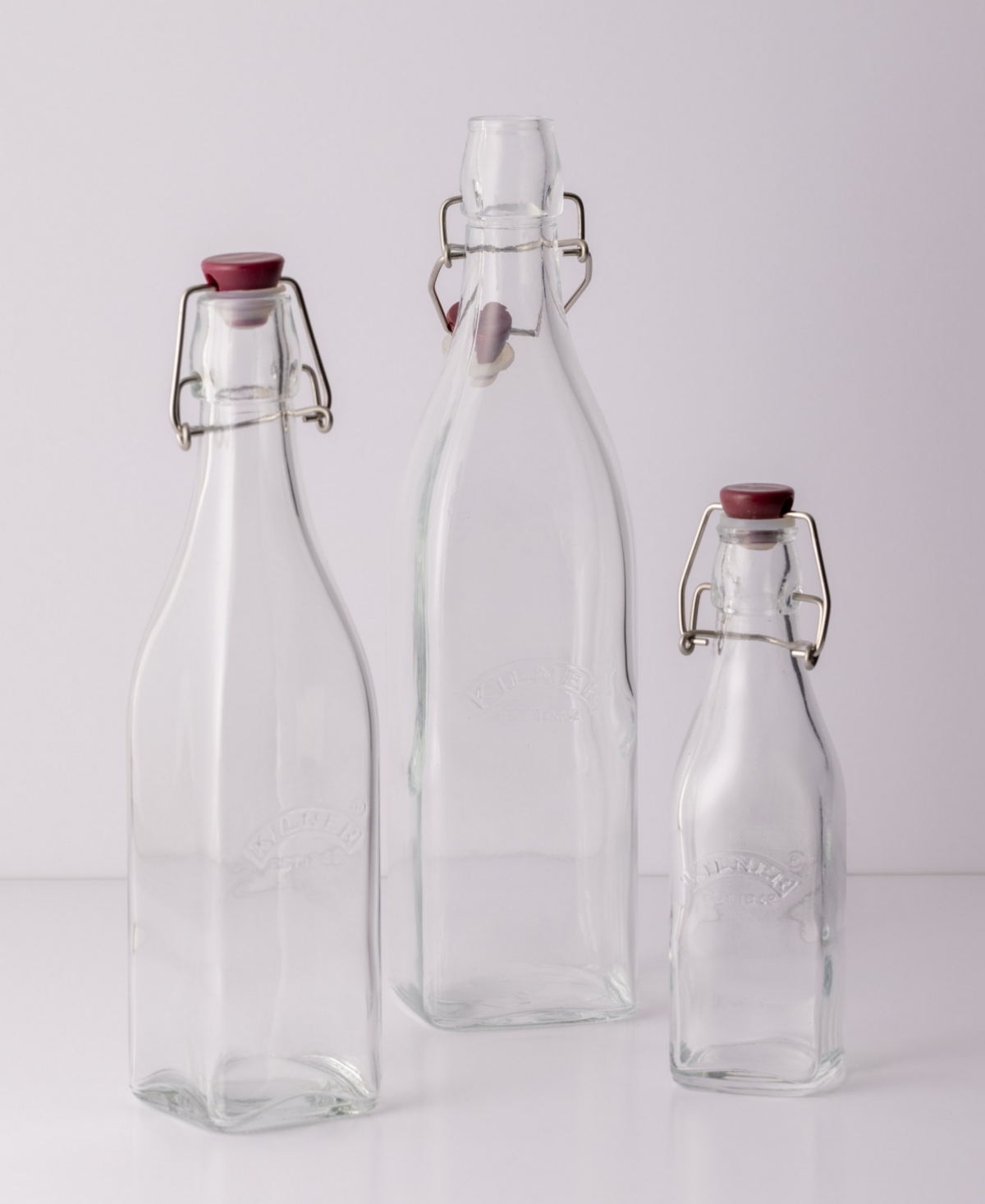 Shop Kilner Square Clip Top Bottle Set In Clear
