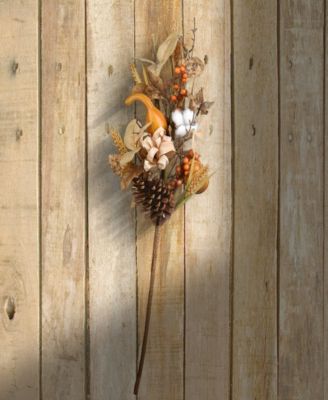 28" Artificial Autumn Bouquet, Set of Two, Decorated with Gourds, Berry Clusters, Pinecones, Assorted Leaves, Autumn Collection