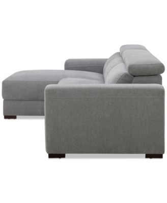 Nevio 3-Pc. Fabric Power Headrest Sectional and Chaise with 2 Power Motion Chairs
