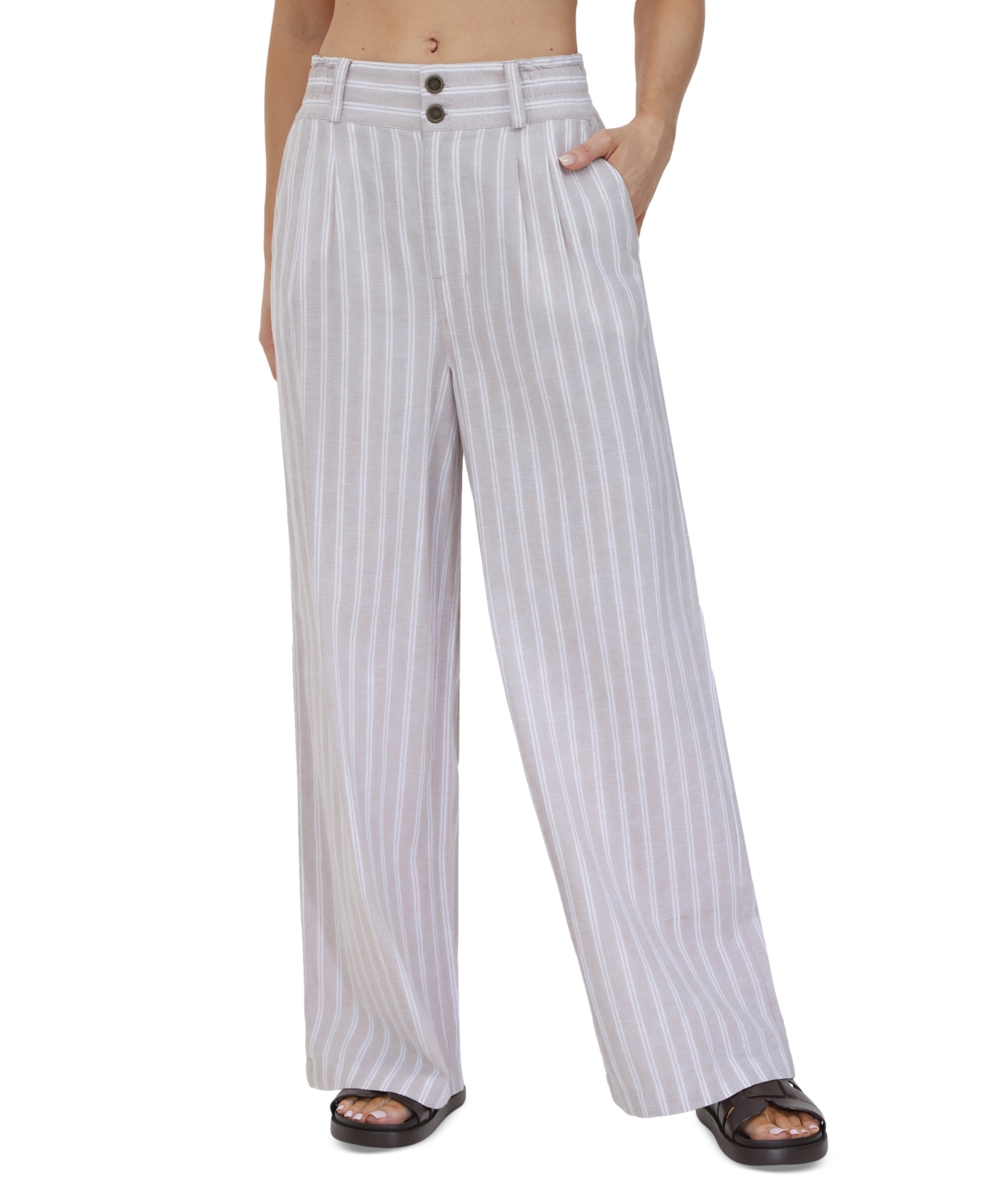Frye Women's Striped Wide-leg Pants In Natural Sa