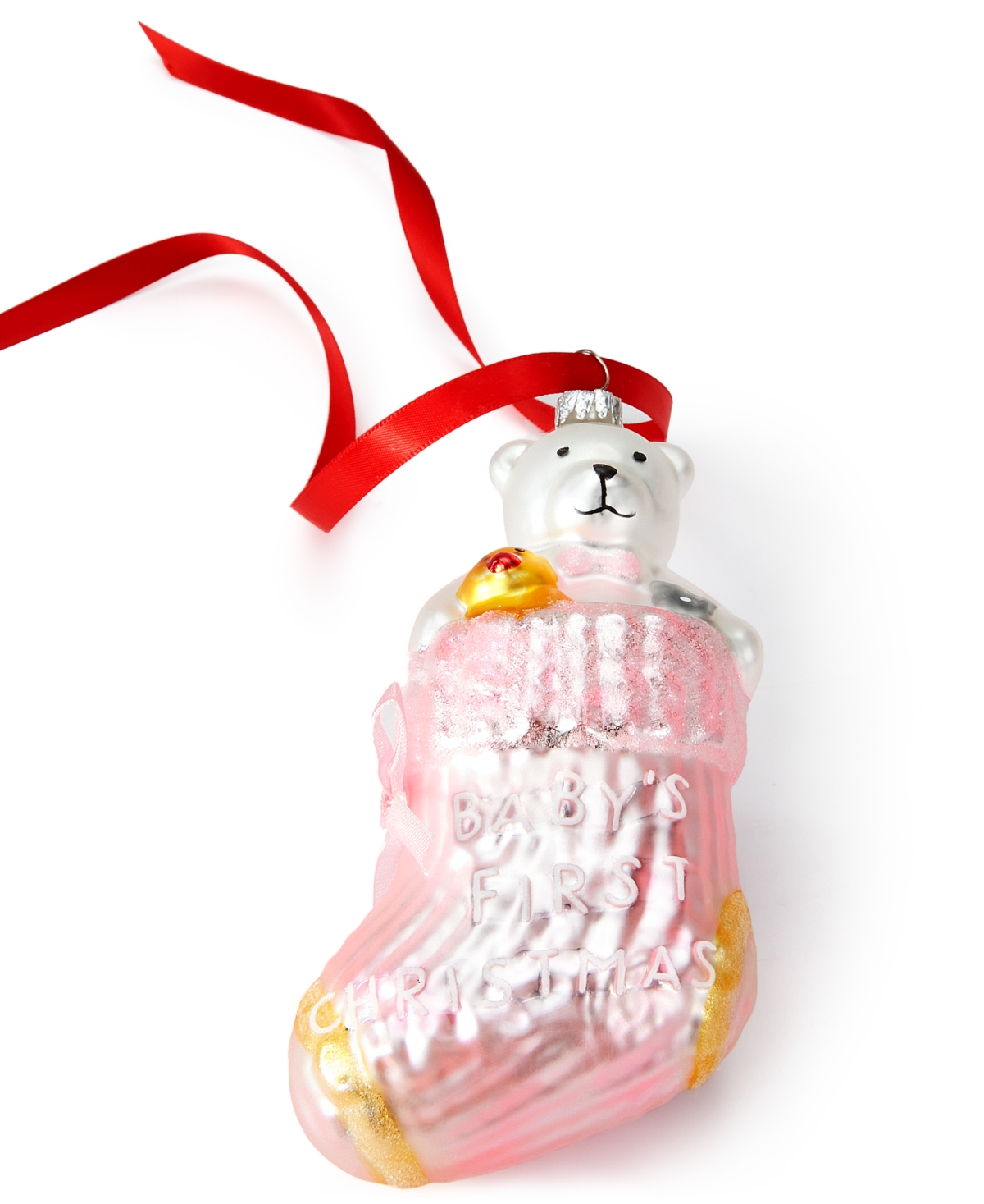 Holiday Lane Baby's First Pink Bear Stocking Ornament, Exclusively at Macy's