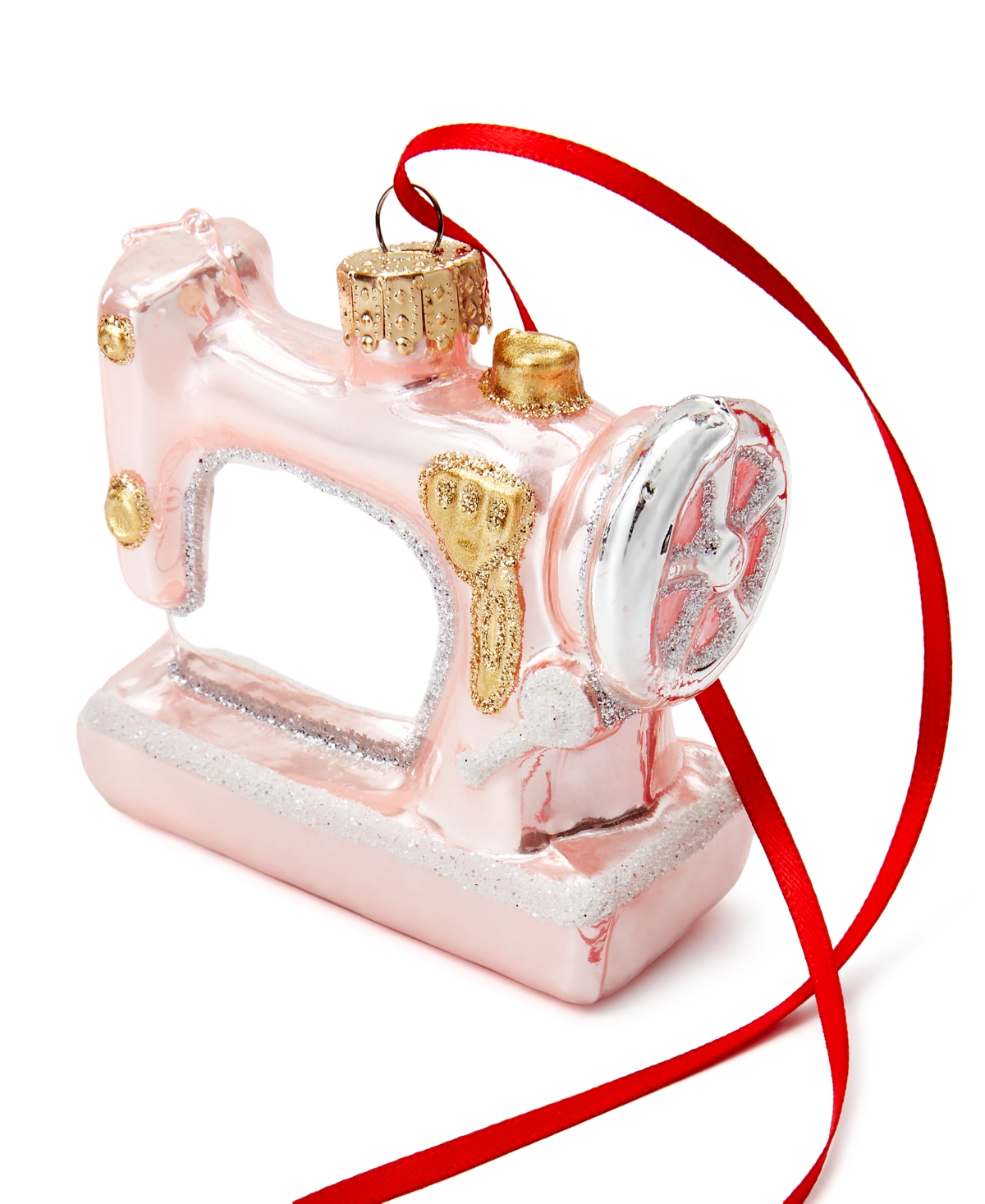 Holiday Lane All About You Pink Sewing Machine Glass Ornament, Exclusively at Macy's