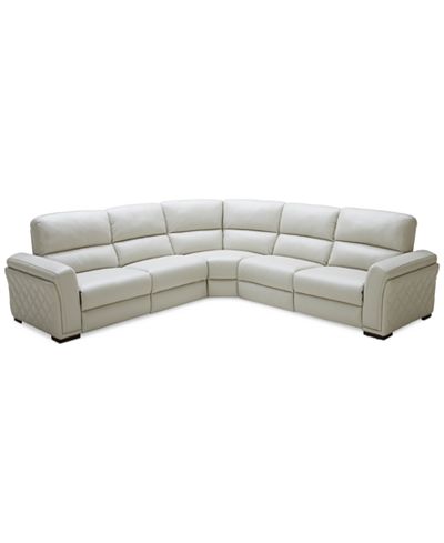 CLOSEOUT! Jessi 5-pc Leather Sectional Sofa with 3 Power Recliners, Created for Macy&#39;s ...