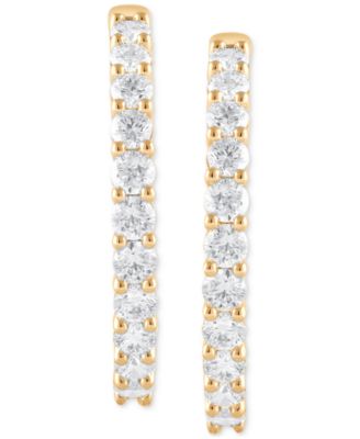 Lab Grown Diamond In & Out Small Hoop Earrings (3 ct. t.w.) in 14k White, Yellow or Rose Gold