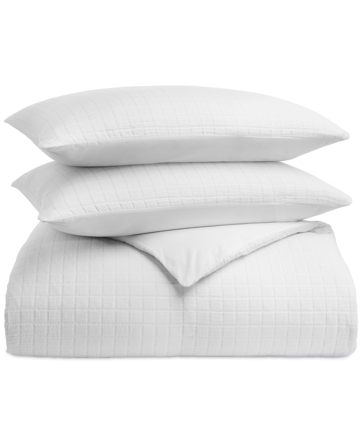 Oake Organic Cotton Check Matelasse 3-pc. Comforter Set, Full/queen, Exclusively At Macy's In White