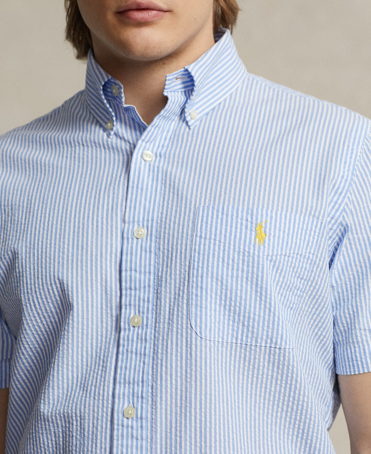 Мужские Polo Ralph Lauren Men's RL Prepster Classic-Fit Seersucker Shirt — фото 9