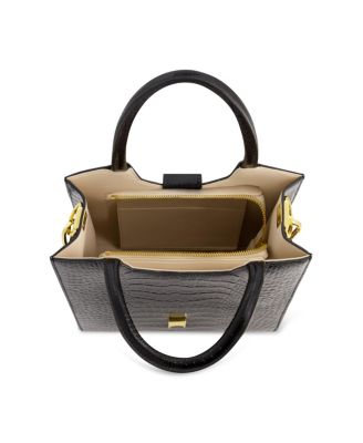 Crocodile Leather Buckle Detail Medium Tote Bag