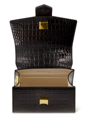 Crocodile Leather Buckle Detail Mini Handbag