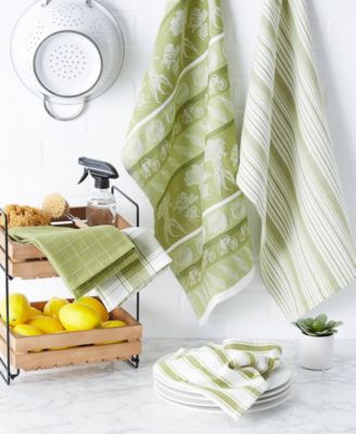 Assorted Pattern, Kitchen Collection, Dishtowels Dishcloth, Parsley Green, 5 Piece