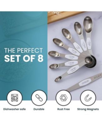 Set of 8 Stackable Magnetic Measuring Spoons with Leveler
