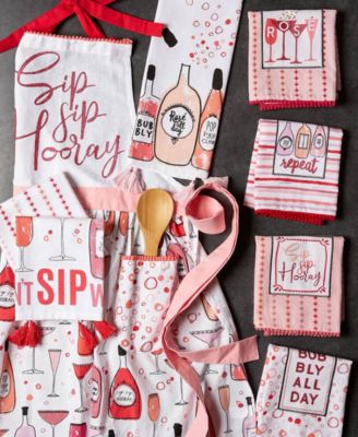 Women's Spring Summer Apron Collection Adjustable, Two Large Pockets Extra Long Ties, One Size Fits Most, Sip Sip Hooray