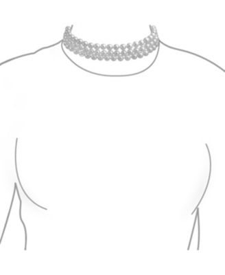 Hand Knotted 3 Row White Simulated Pearl Strand Collar Necklace Prom