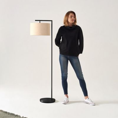Montage Modern 60" LED Arc Floor Lamp with Fabric Drum Shade