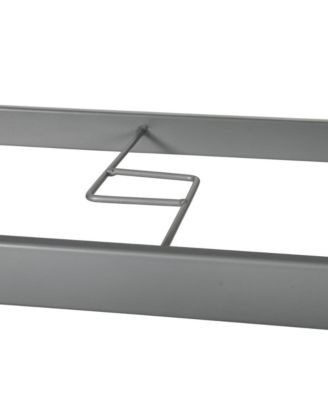 Tala Rectangular Tempered Glass Top Patio Table With Umbrella Hole And Black Steel Tube Frame