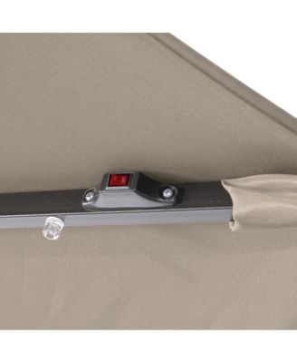 Kinsley 9 Ft Solar Patio Umbrella With Led Lights, Crank Handle And Push Button Tilt