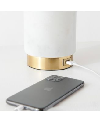 Arden 17" Modern LED Marble Table Lamp with Charging USB Port