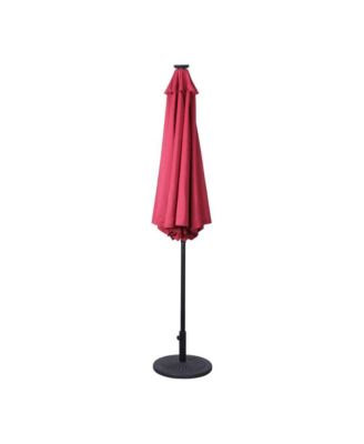Kinsley 9 Ft Solar Patio Umbrella with LED Lights, Crank Handle & Push Button Tilt