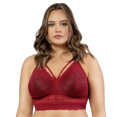 Women's Mia Wire-Free Padded Lace Bralette, Rio Red, 38B