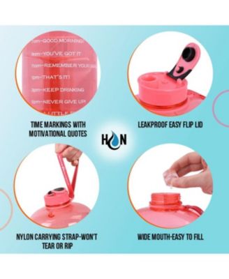 1 Gallon Water Bottle with Time Marker Leakproof Flip Cap