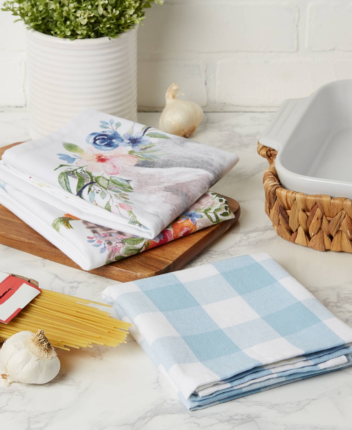 Design Imports Easter Basics Collection Springtime Kitchen Essentials, Dishtowel Set, Floral Bunny, 3 Piece In Floral Bunny