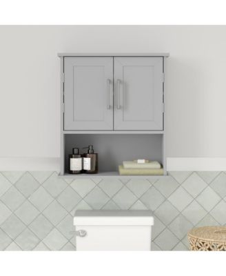 21.5"W Adjustable Cabinet Shelf, Lower Open Shelf, And Magnetic Closure Doors Wall Mounted Bathroom Medicine Cabinet