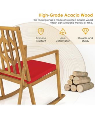 1-Pc Acacia Wood Rocking Chair – Cushioned Armrest, Patio Furniture for Garden & Deck