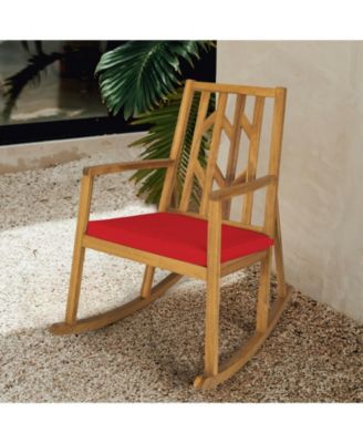 1-Pc Acacia Wood Rocking Chair – Cushioned Armrest, Patio Furniture for Garden & Deck