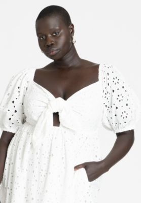 Women's Plus Size Eyelet Tie Front Maxi Dress