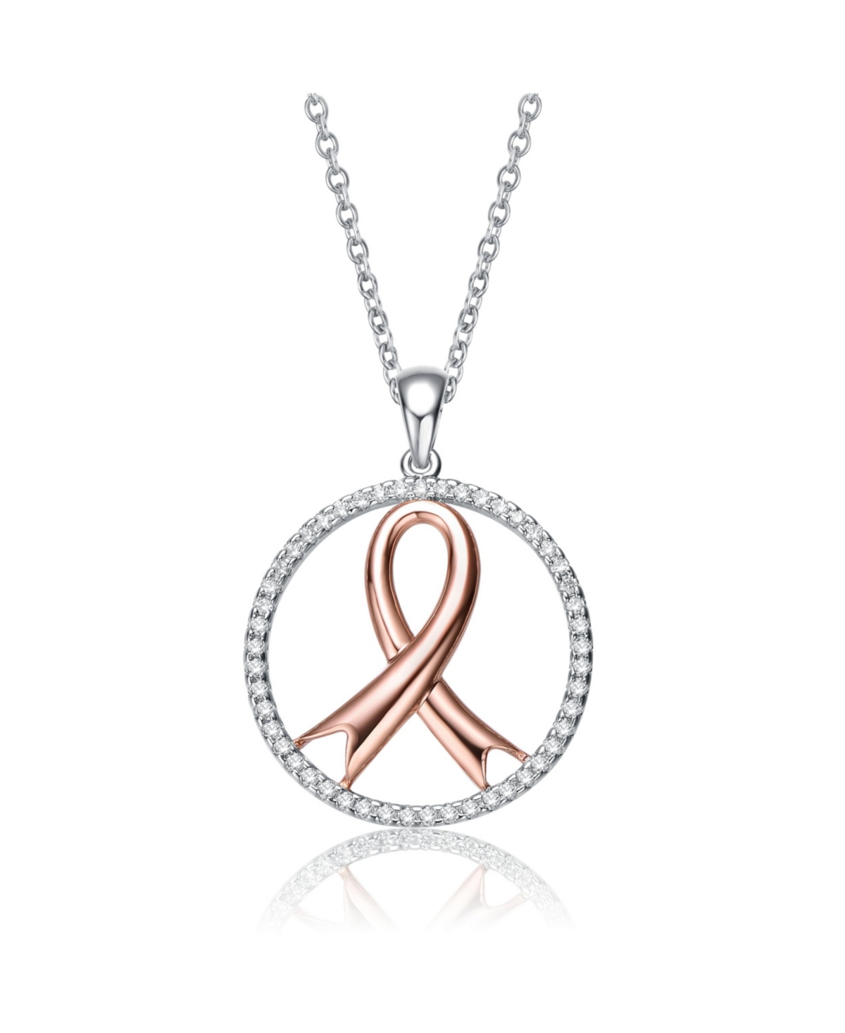 Two Tone Rose Gold and White Gold Plated Infinity in Open Circle Pendant - Silver  rose