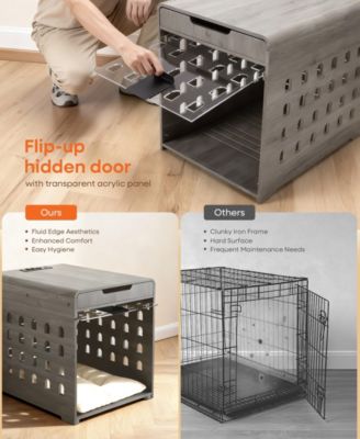 Dog Crate End Table with Charging Station, Furniture Style Pet Crate Nightstand for Small to Medium Dogs