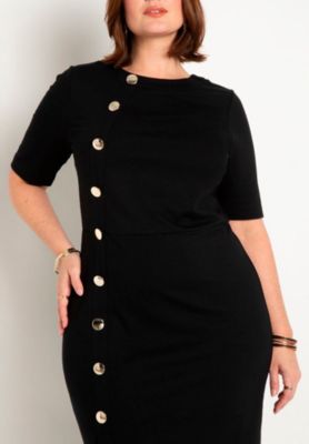Women's Plus Size Button Front Workwear Dress