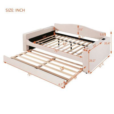 Streamdale Upholstered Daybed with Storage, Trundle and Audio System