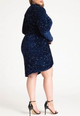 Women's Plus Size Ruched Sequin Dress