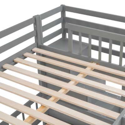 Full Over Twin Bunk Bed With Desk, Drawers And Shelves