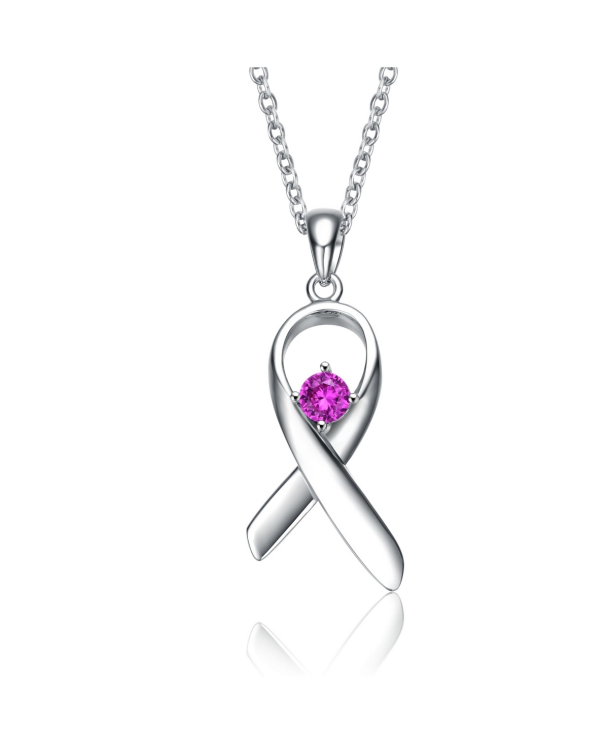 Teens/Young Adults White Gold Plated Purple Stone in Infinity Pendant - Silver