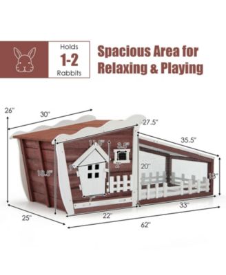 62 Inch Wooden Rabbit/Dog Hutch with Pull Out Tray
