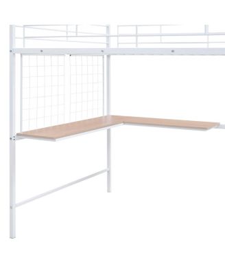 Metal Loft Bed with Desk, Ladder and Wardrobe