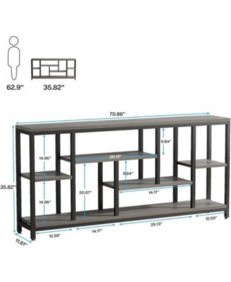 Wood 70.9-Inch Console Table with Storage Shelves and 3-Tier Frame