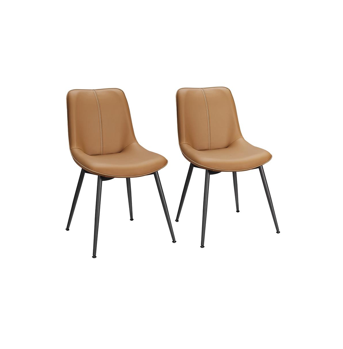 Slickblue Leather Dining Chairs Set of 2, Comfortable Upholstered Seat with Metal Legs Swivel Leveling Feet