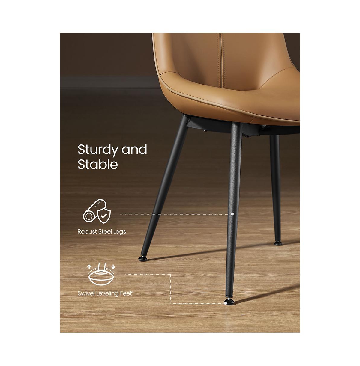 Slickblue Leather Dining Chairs Set of 2, Comfortable Upholstered Seat with Metal Legs Swivel Leveling Feet