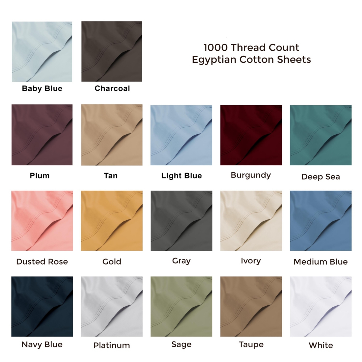 Superior Egyptian Cotton 1000 Thread Count Solid Sheet Set, Olympic Queen