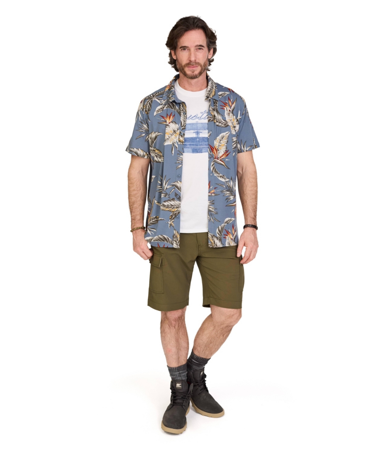 Men's Wanderer Short Sleeve Button Up Shirt - Coconut milk tropish