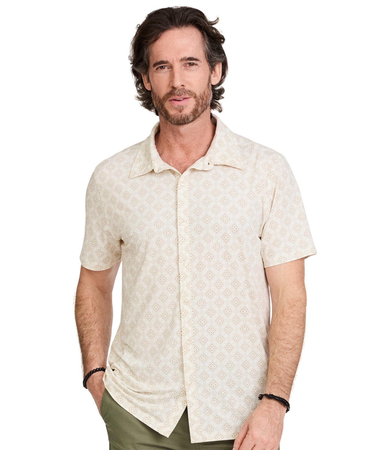 Men's Monaco Short Sleeve Button Up Shirt - Coconut milk turk