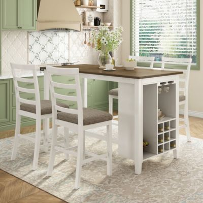 Streamdale Rubberwood Dining Set with Padded Chairs