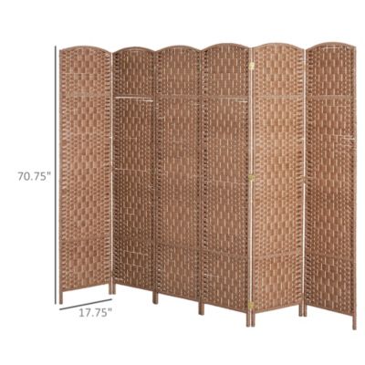 6 Panel Resin Wicker Folding Room Divider Privacy Screen Home Office