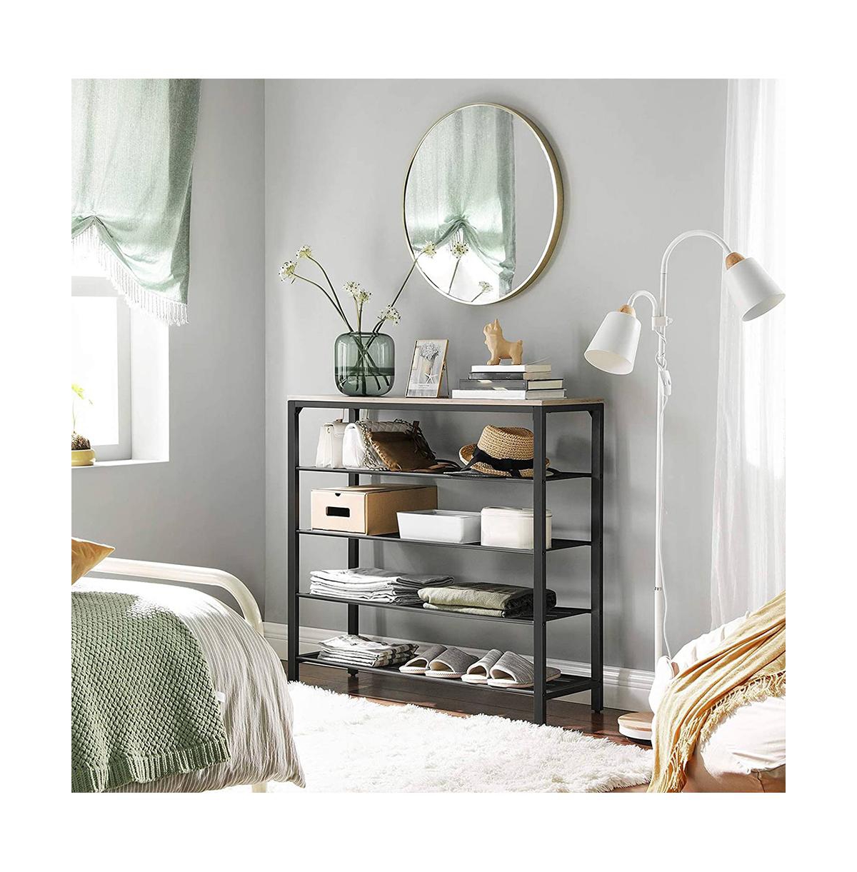 Slickblue Indestic Shoe Rack with 4 Mesh Shelves and Large Top for Bags